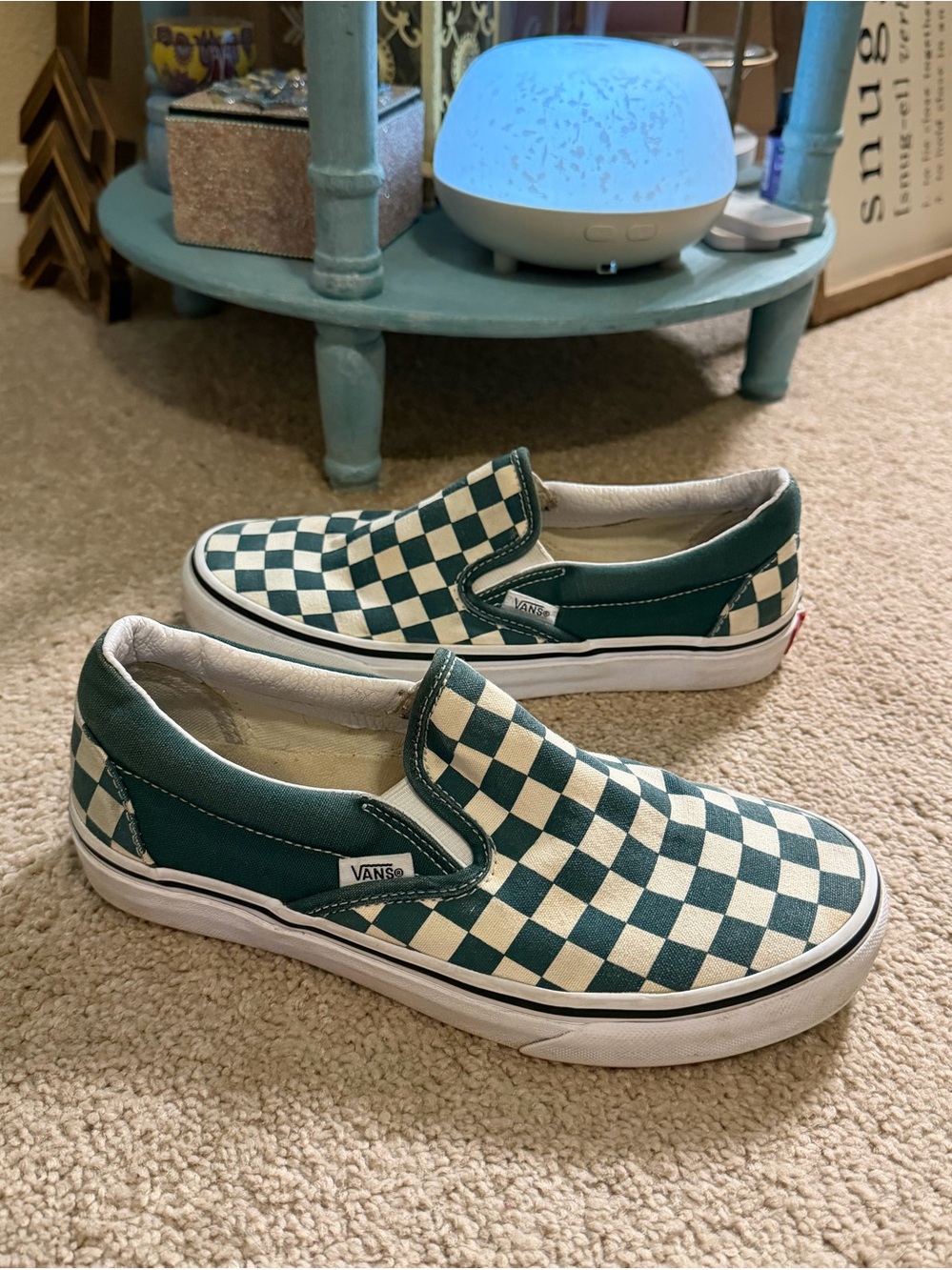 Vans Classic Slip-On sneakers in a green checkerboard pattern 7